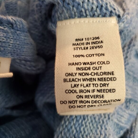 Soft Surroundings Blue Embroidered Floral Cotton Knit Sweater V-Neck Size Med - Picture 12 of 12